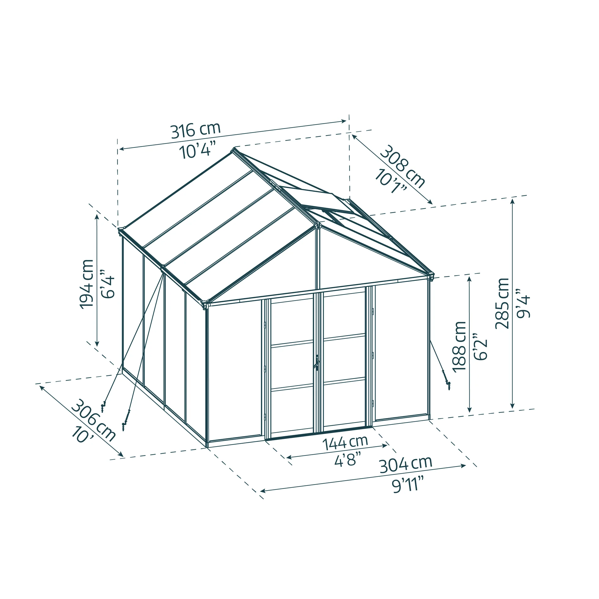 10' x 10' ARIA Greenhouse (3.2m x 3.1m) - Image 2