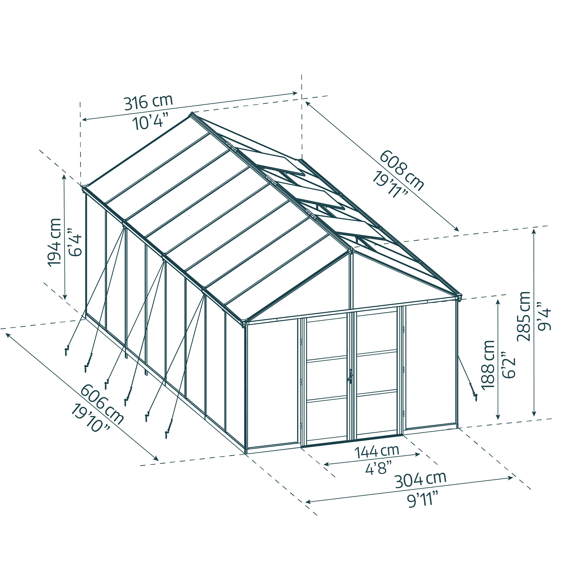 PRE ORDER: APR. - 10' x 20' ARIA Greenhouse (3.2m x 6.1m) - Image 2