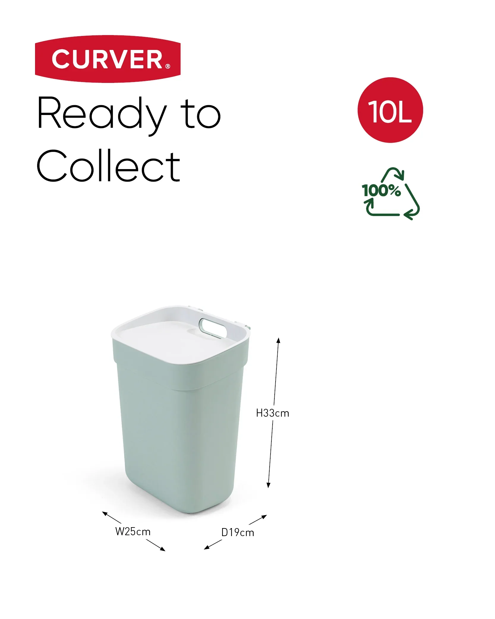10L Ready to Collect Waste Separation Bin – Green - Image 12