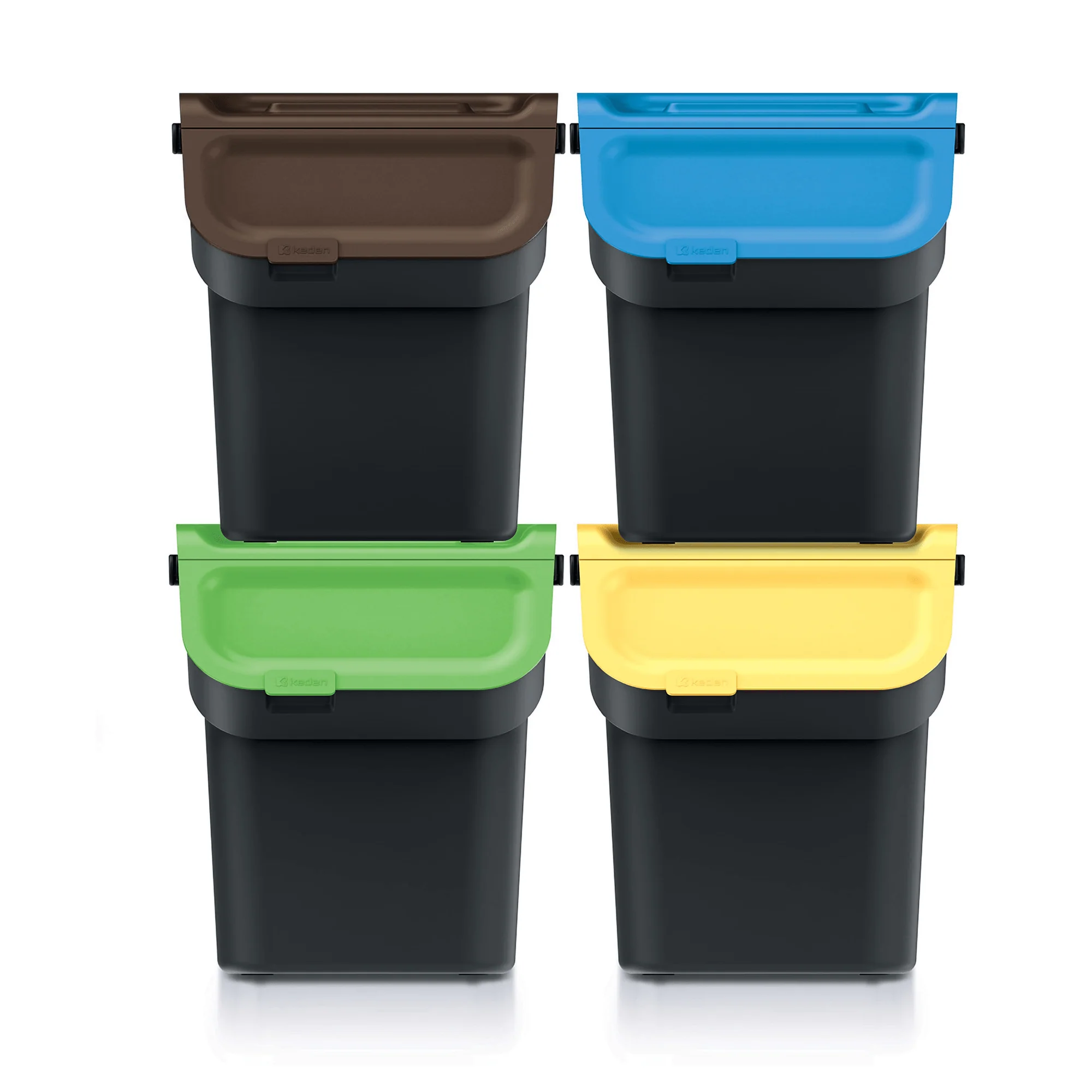 20L KADDI Q Waste Separation Bins - Set of 4 - Black