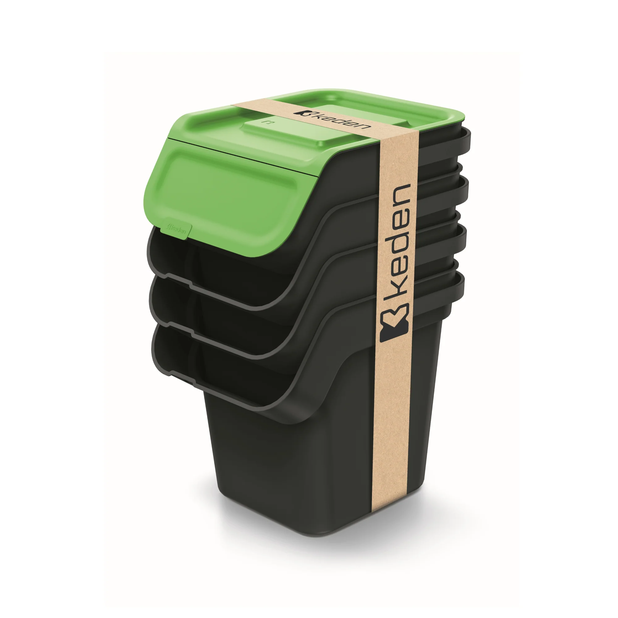 20L KADDI Q Waste Separation Bins - Set of 4 - Black - Image 2