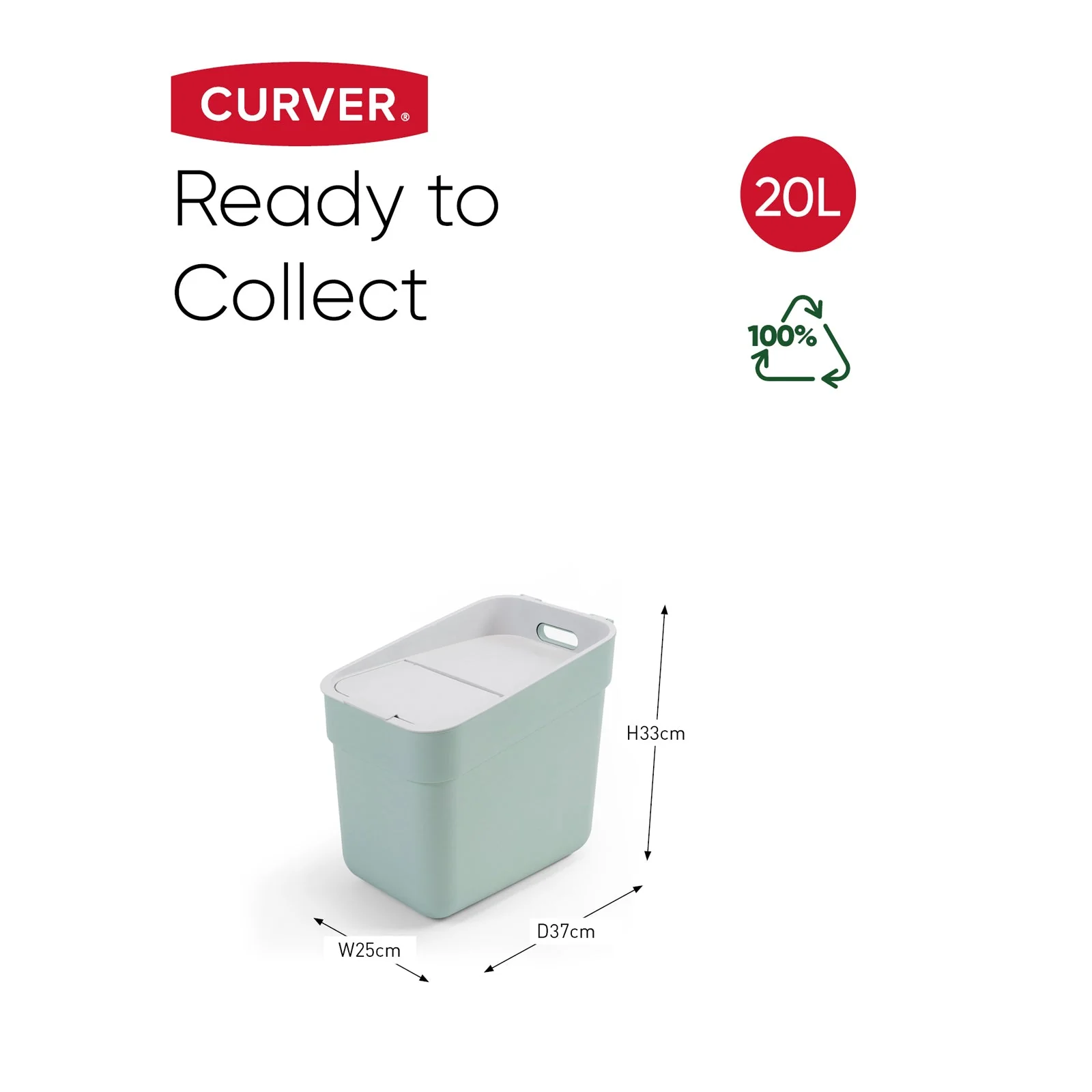 20L Ready to Collect Waste Separation Bin - Green - Image 8