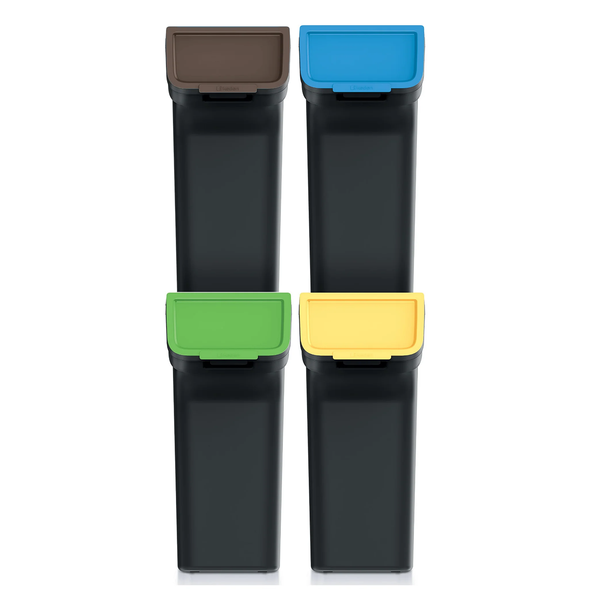 25L STACKBOX Q Waste Separation Bins - Set of 4 - Black