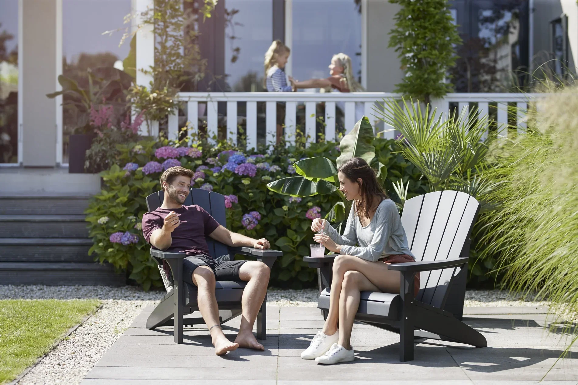 PRE ORDER: APR. - Keter Alpine Adirondack Set with Deluxe Table - Graphite - Image 4