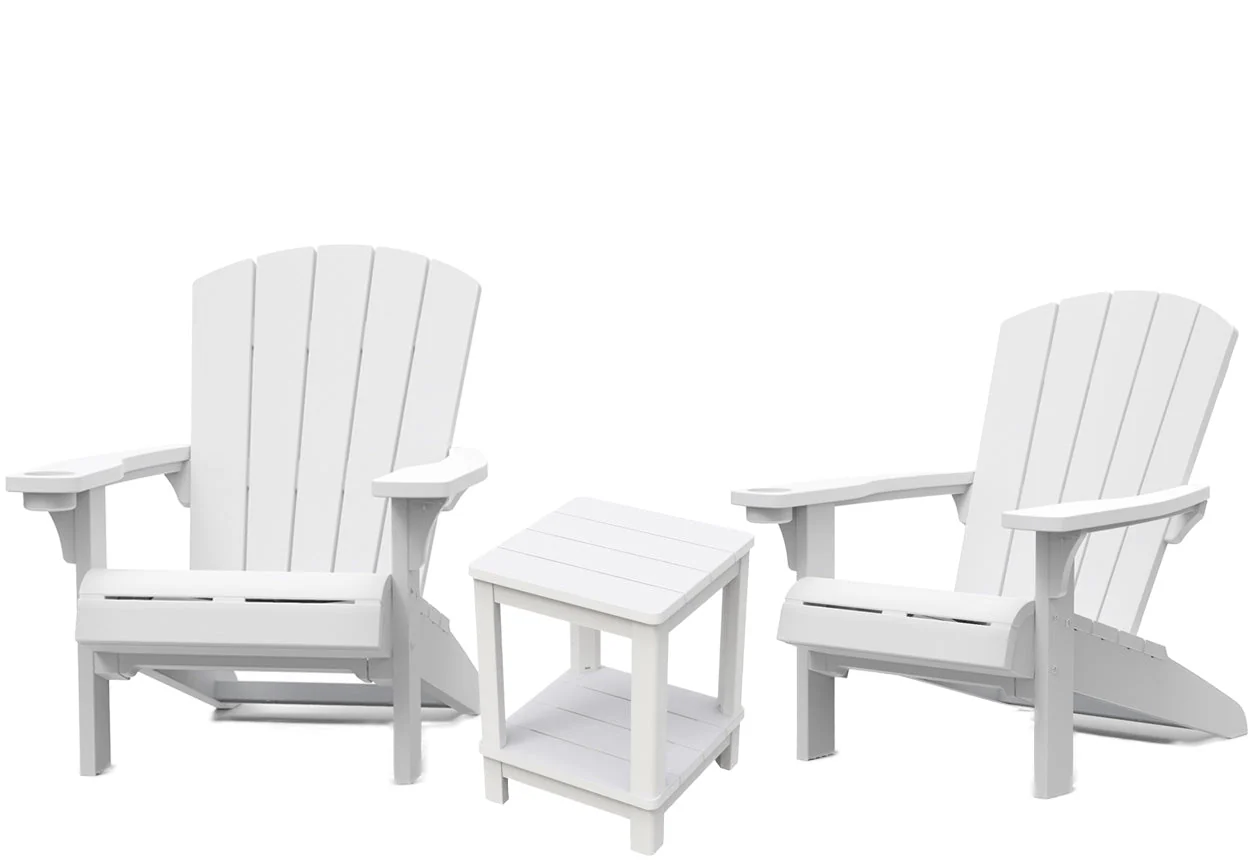 PRE ORDER: APR. - Keter Alpine Adirondack Set with Deluxe Table - White - Image 13