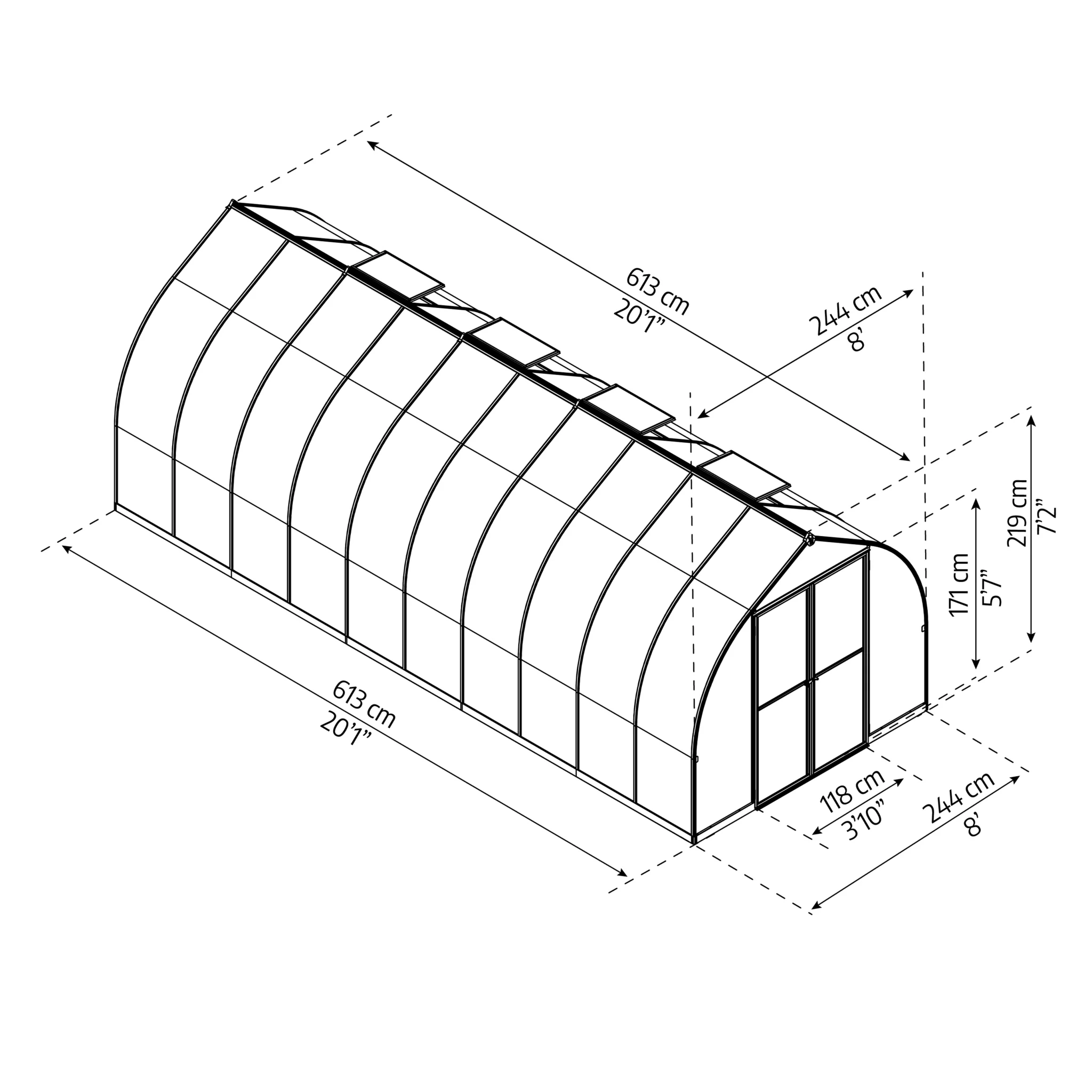 BELLA 8' x 20' Greenhouse (2.5m x 6.2m) - Image 5