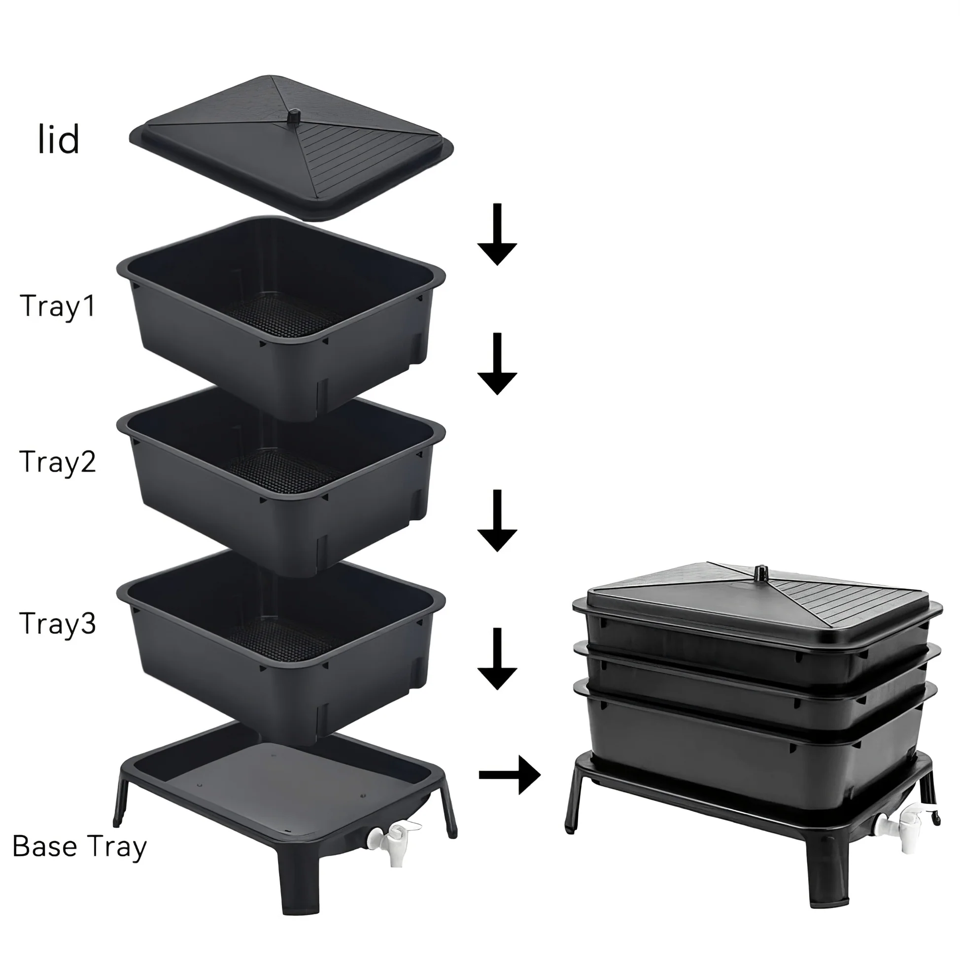COMPACT 3 Tier Worm Farm With 1000 worms - Image 3