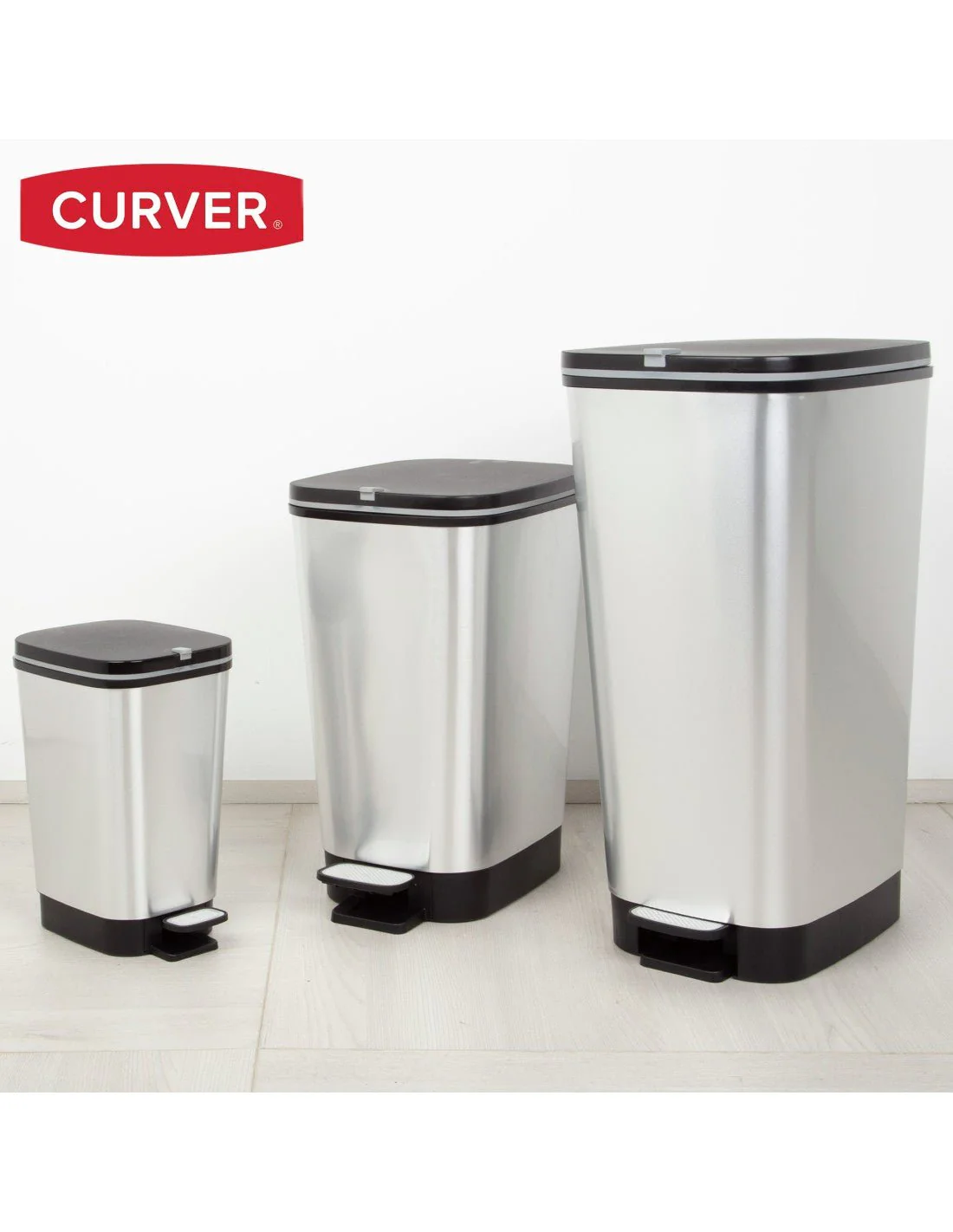 Curver Chic 10L Pedal Bin - Steel Look - Image 13