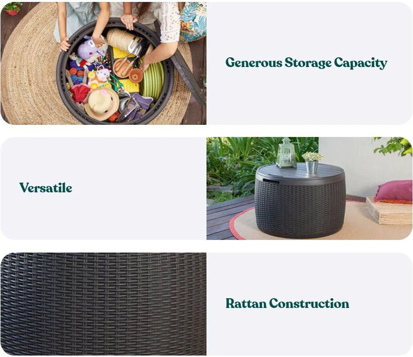 Keter Circa Rattan 140L Storage Box - Grey - Image 2