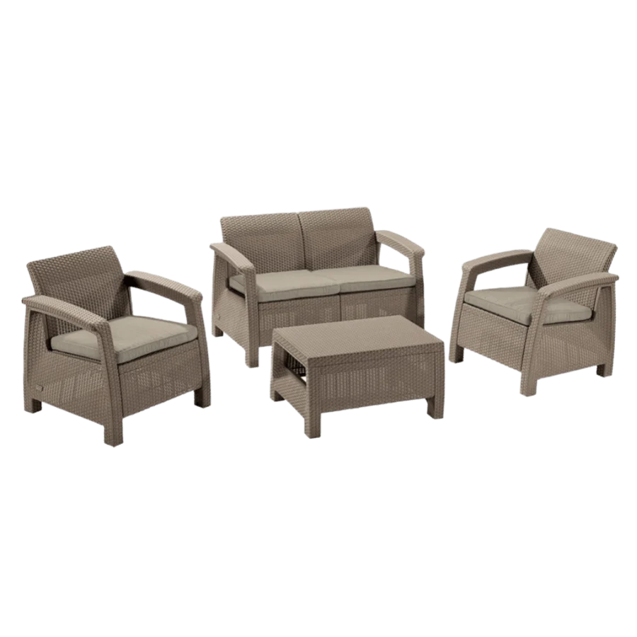 Keter Corfu 4 Seater Lounge Set - Cappuccino