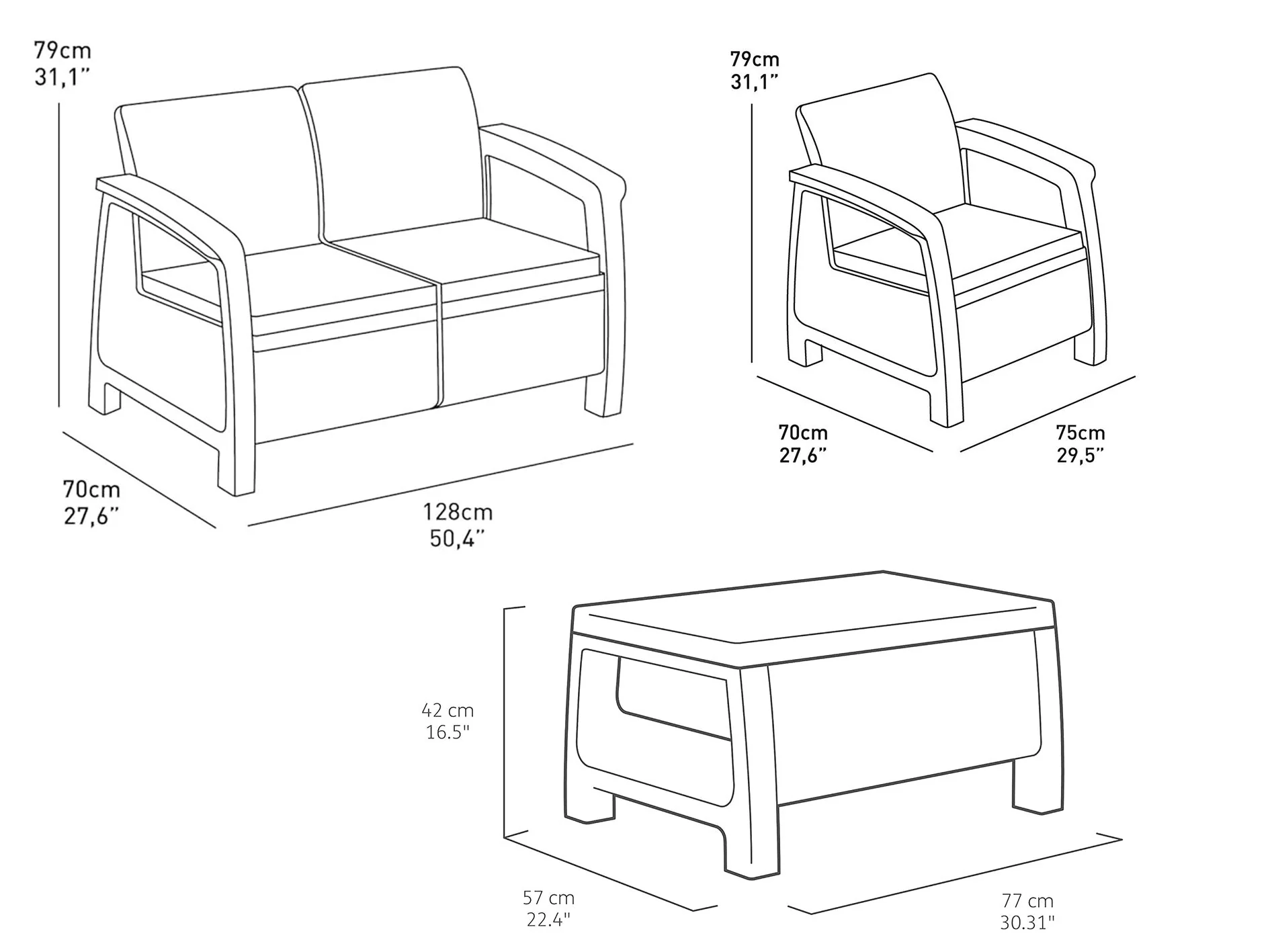 Keter Corfu 4 Seater Lounge Set - Cappuccino - Image 2
