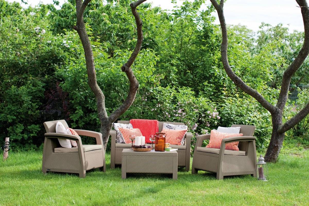Keter Corfu 4 Seater Lounge Set - Cappuccino - Image 4