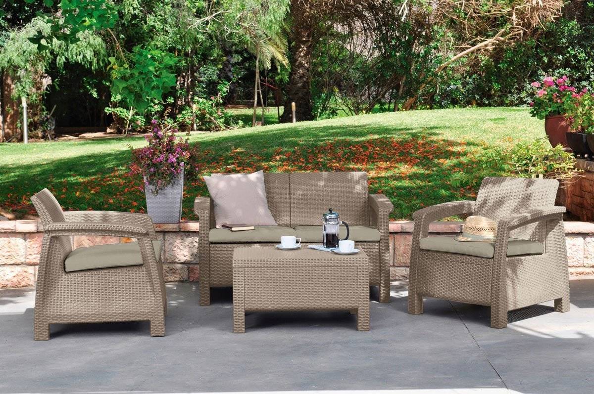 Keter Corfu 4 Seater Lounge Set - Cappuccino - Image 5