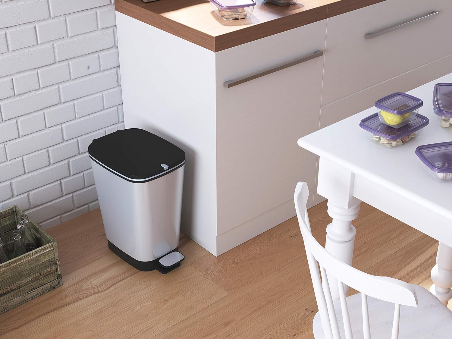 Curver Chic 45L Pedal Bin - Steel Look - Image 12