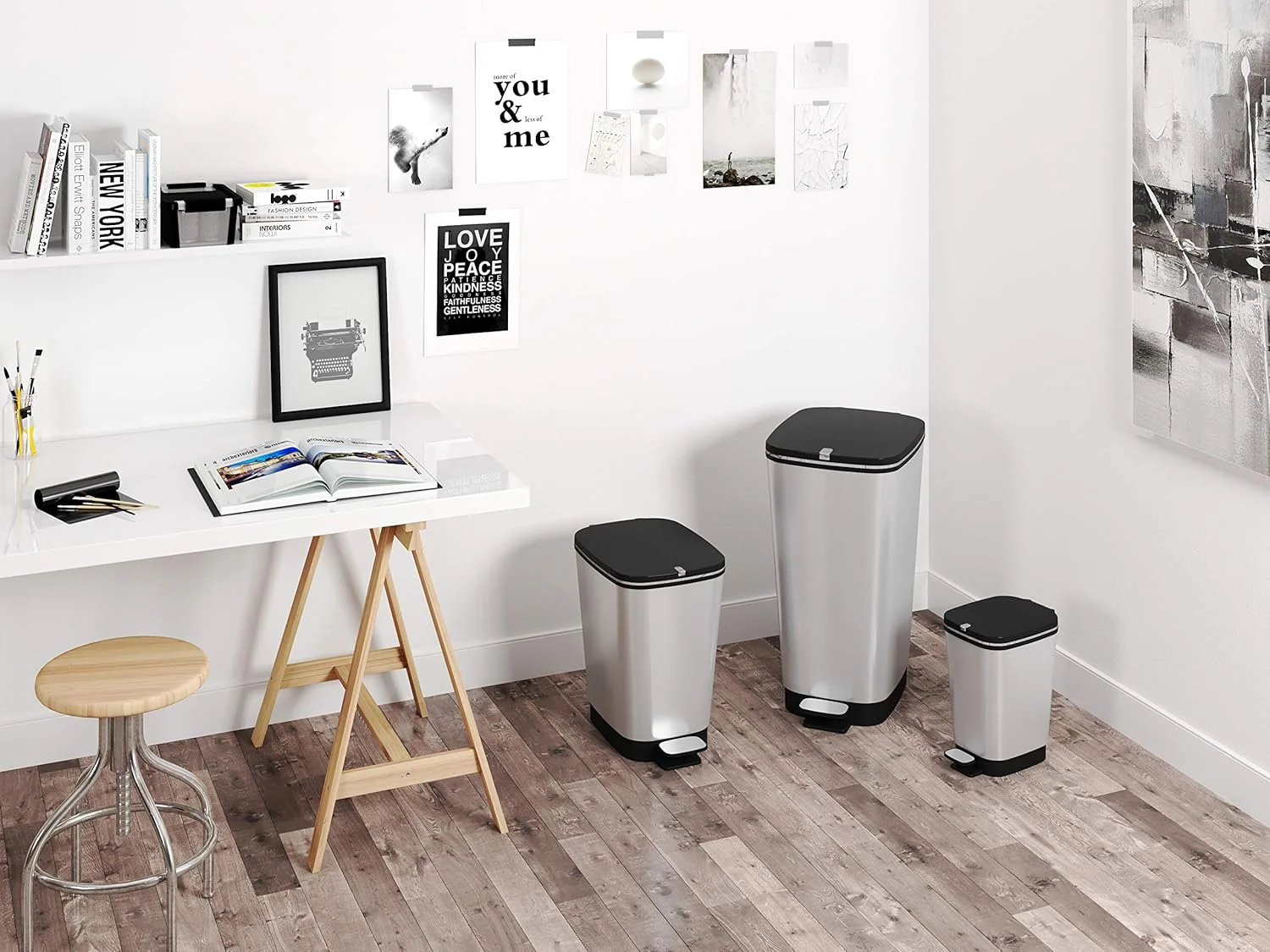 Curver Chic 45L Pedal Bin - Steel Look - Image 15