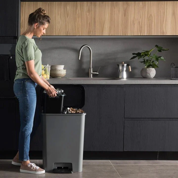 Curver Compatta 50L Duo 23+23L Recycling Bin - Grey - Image 2