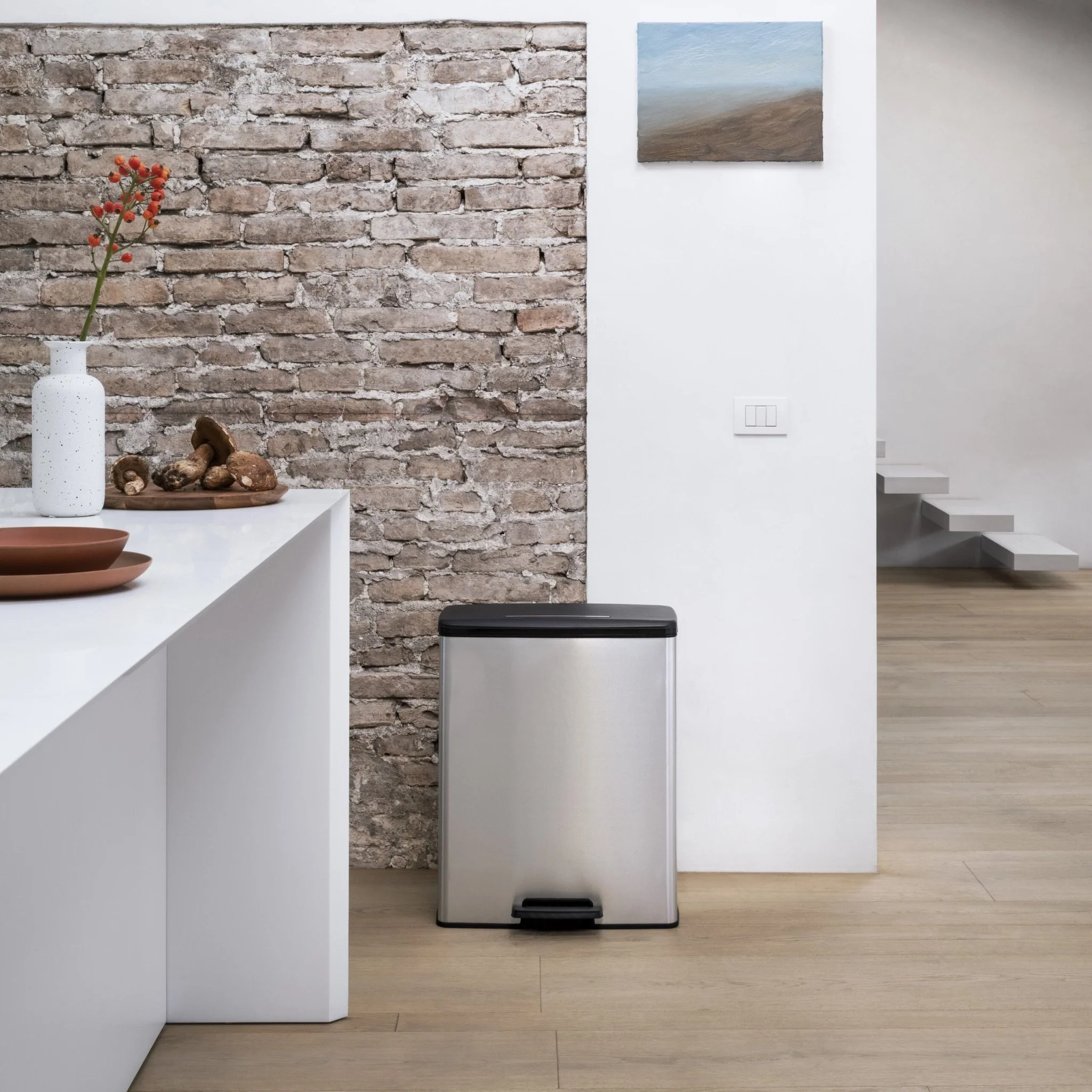 Curver Deco Pedal Bin - 65L - Steel Look - Image 3