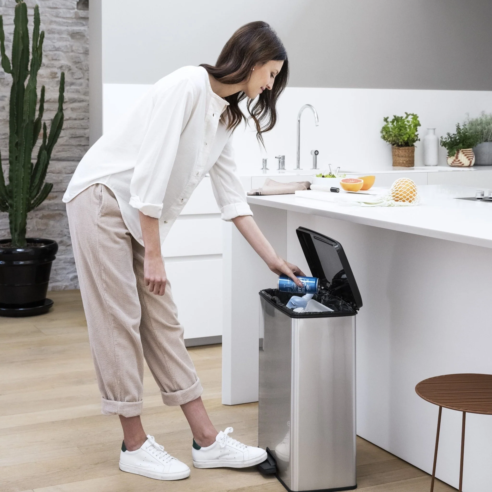 Curver Deco Pedal Bin - 65L - Steel Look - Image 5