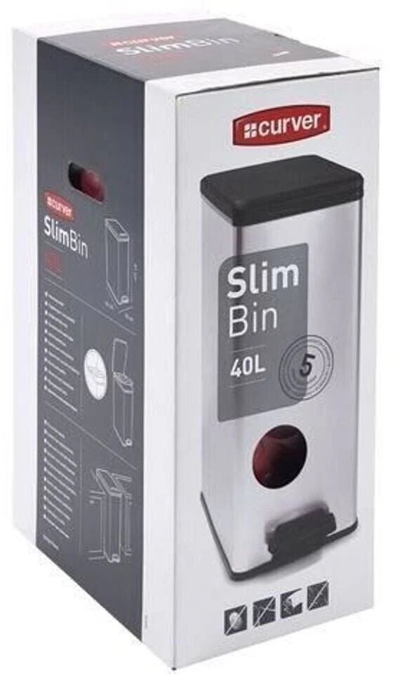 Curver Deco Slim Pedal Bin – 40L – Silver - Image 13