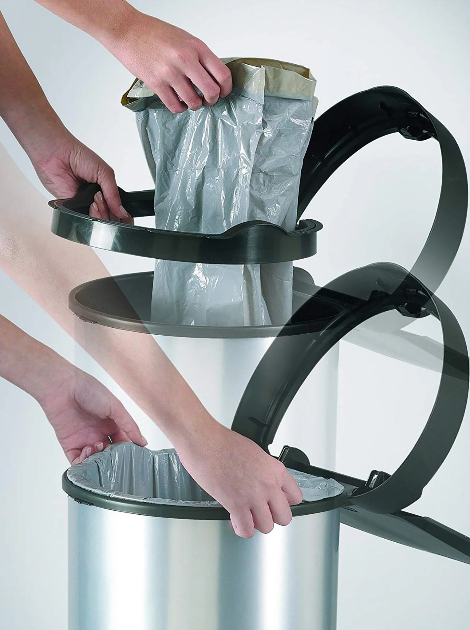 Curver Deco Touch Bin - 40L- Steel Look - Image 3