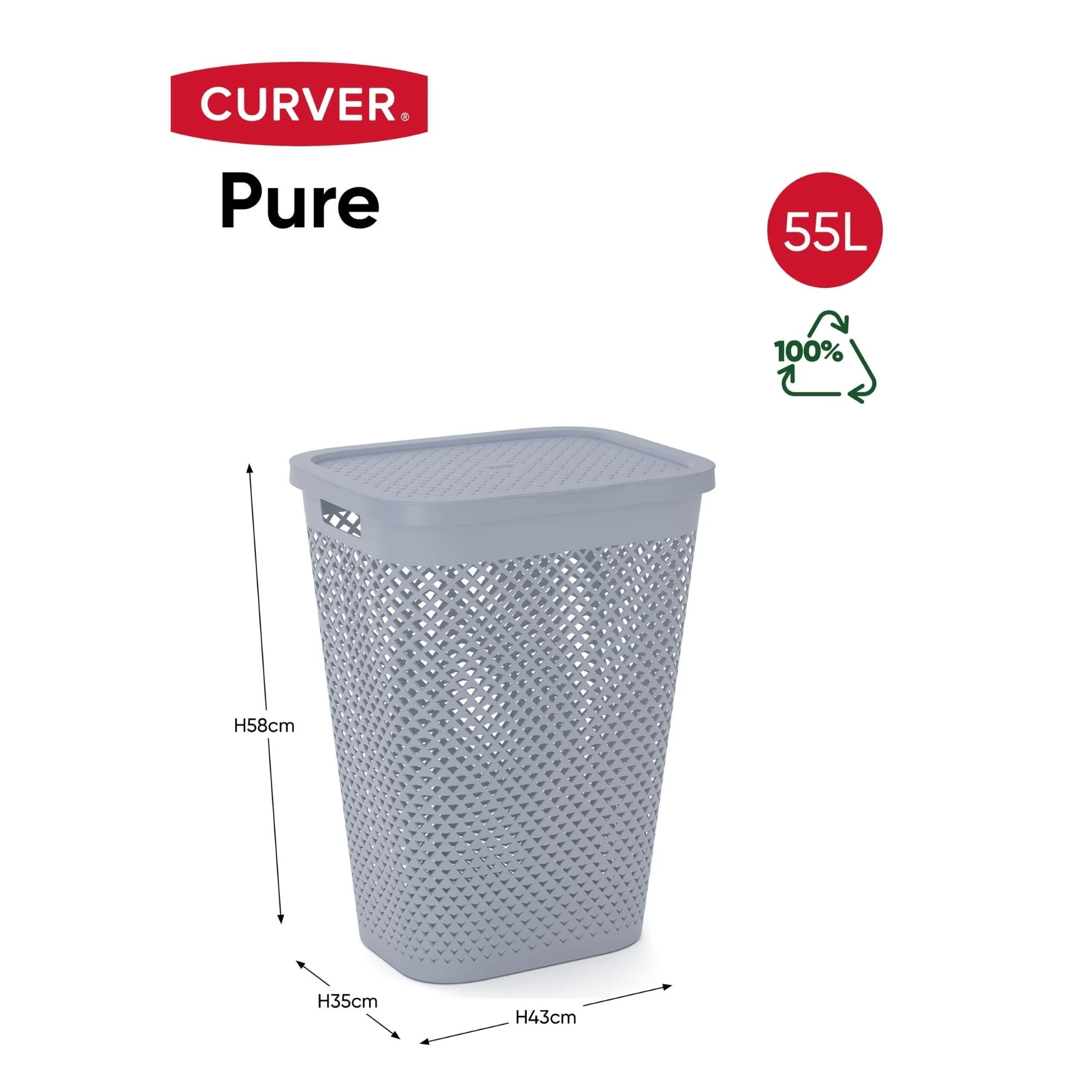 Curver Pure Laundry Hamper - Blue - Image 2