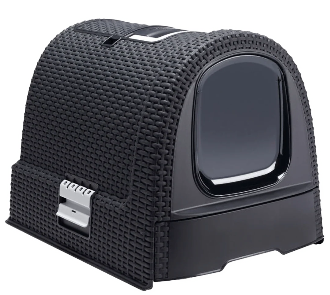 Curver Rattan Style Cat Litter Box - Graphite