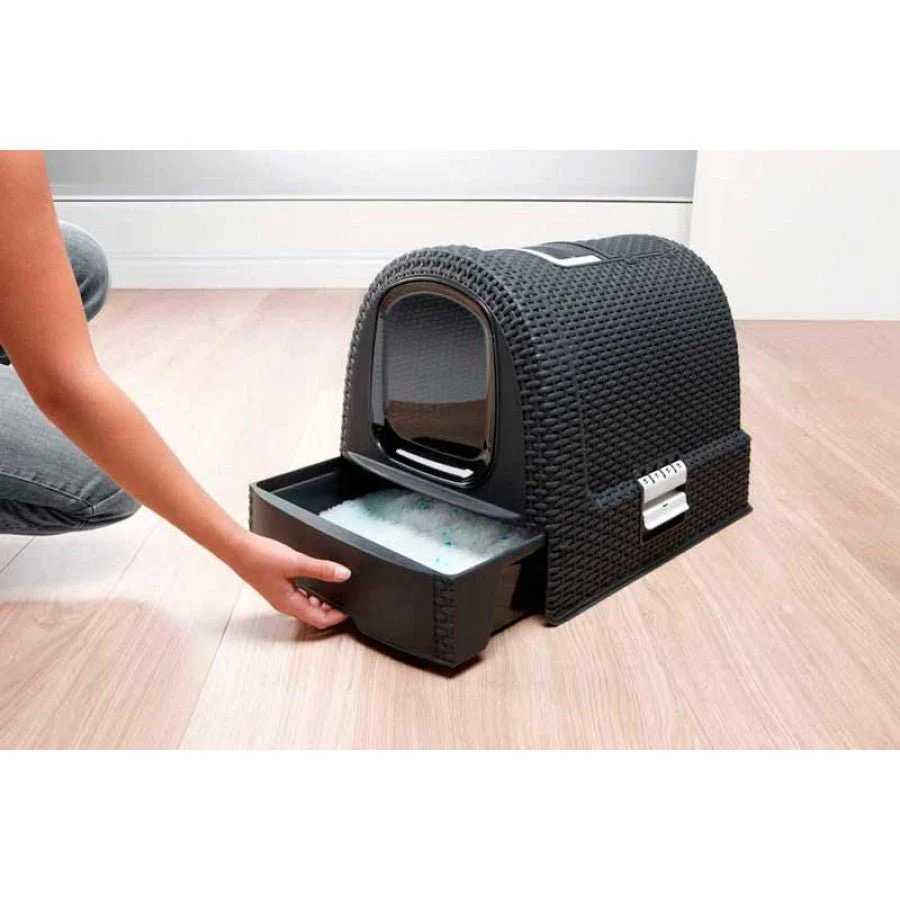 Curver Rattan Style Cat Litter Box - Graphite - Image 10