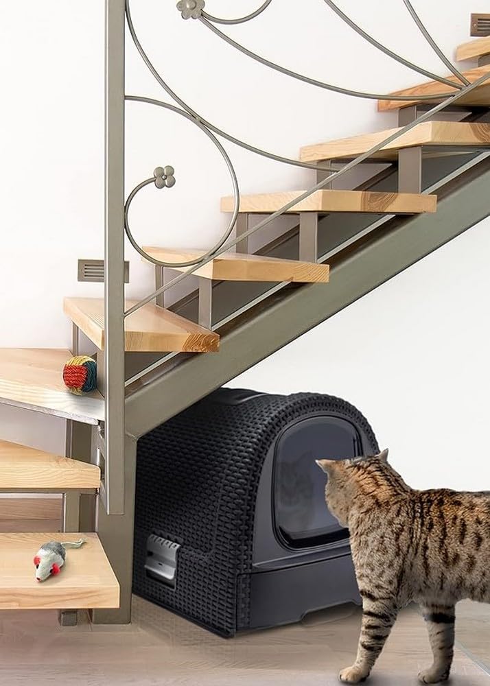 Curver Rattan Style Cat Litter Box - Graphite - Image 12