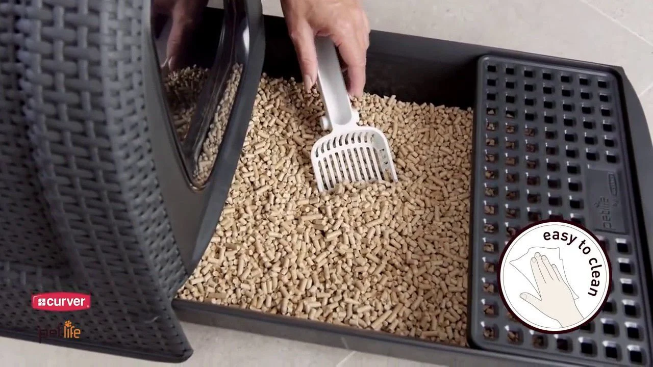 Curver Rattan Style Cat Litter Box - Graphite - Image 9