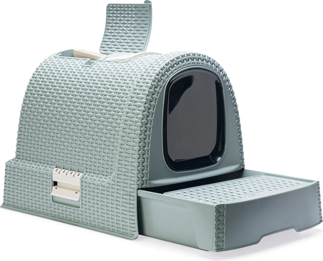 Curver Rattan Style Cat Litter Box - Grey - Image 11