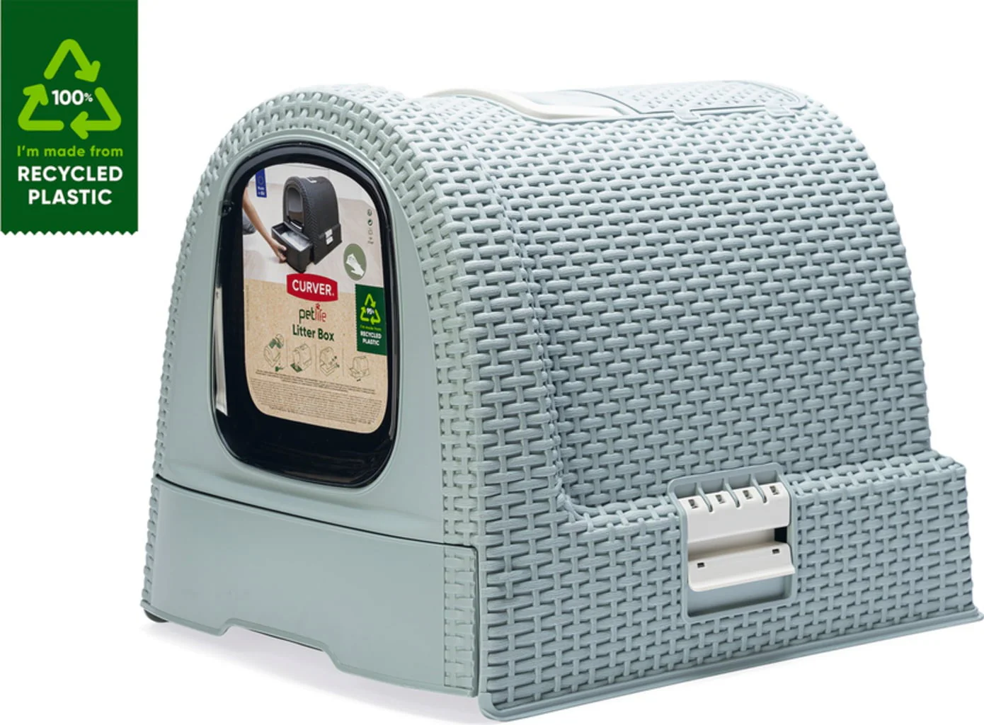 Curver Rattan Style Cat Litter Box - Grey - Image 12