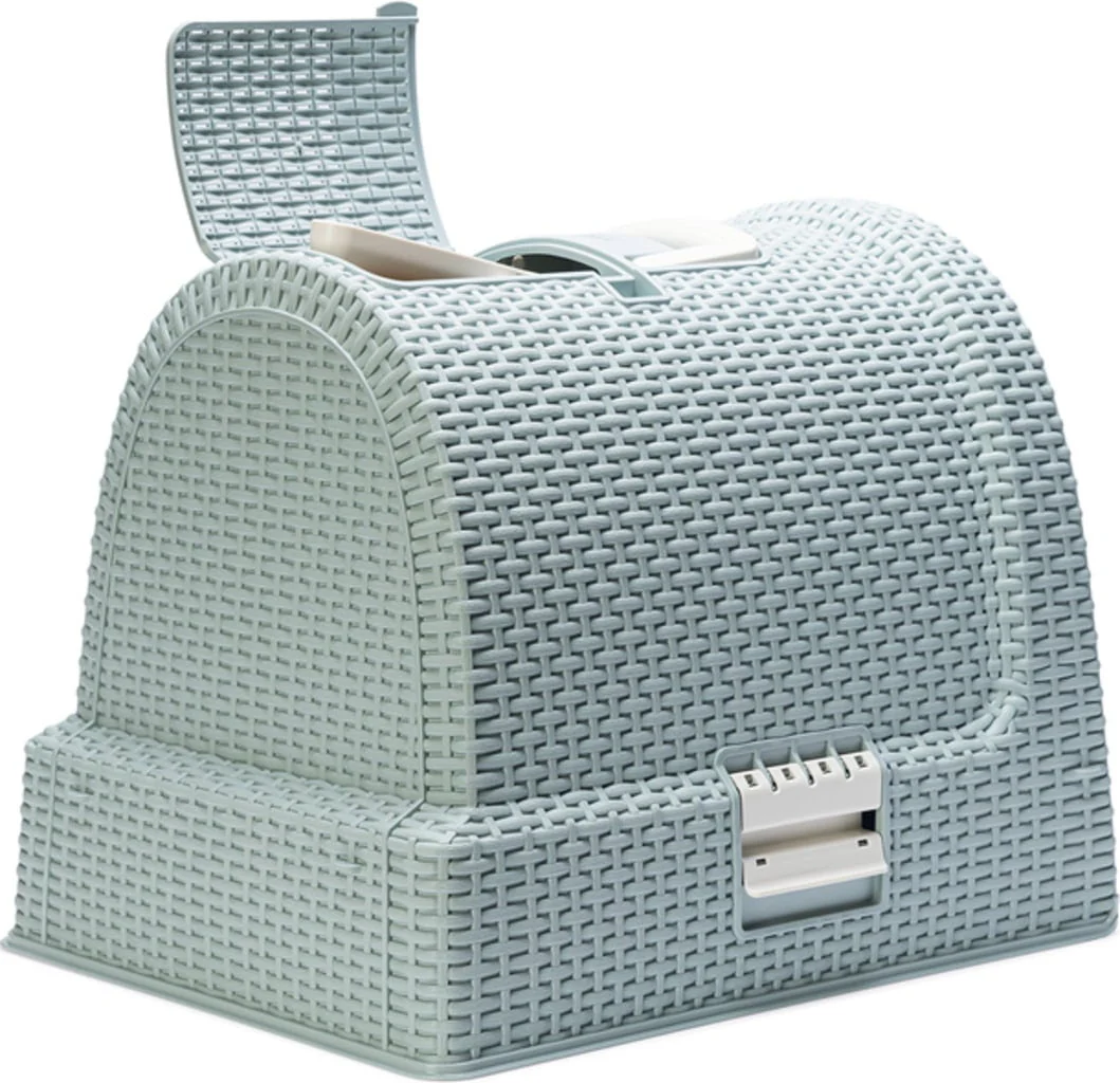 Curver Rattan Style Cat Litter Box - Grey - Image 6