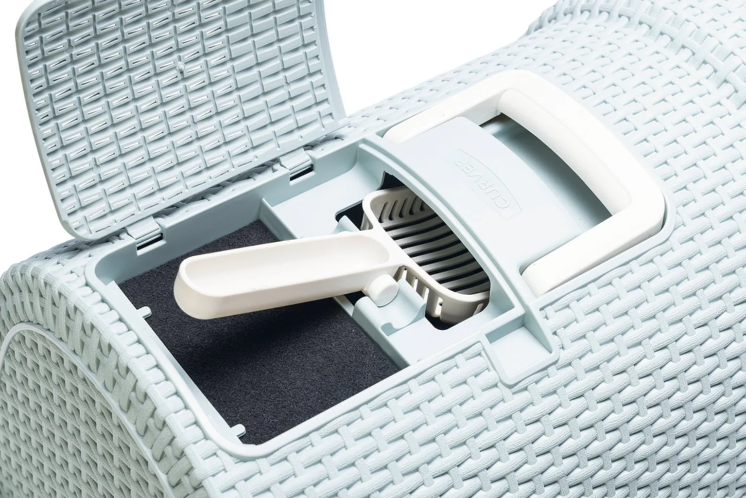 Curver Rattan Style Cat Litter Box - Grey - Image 8