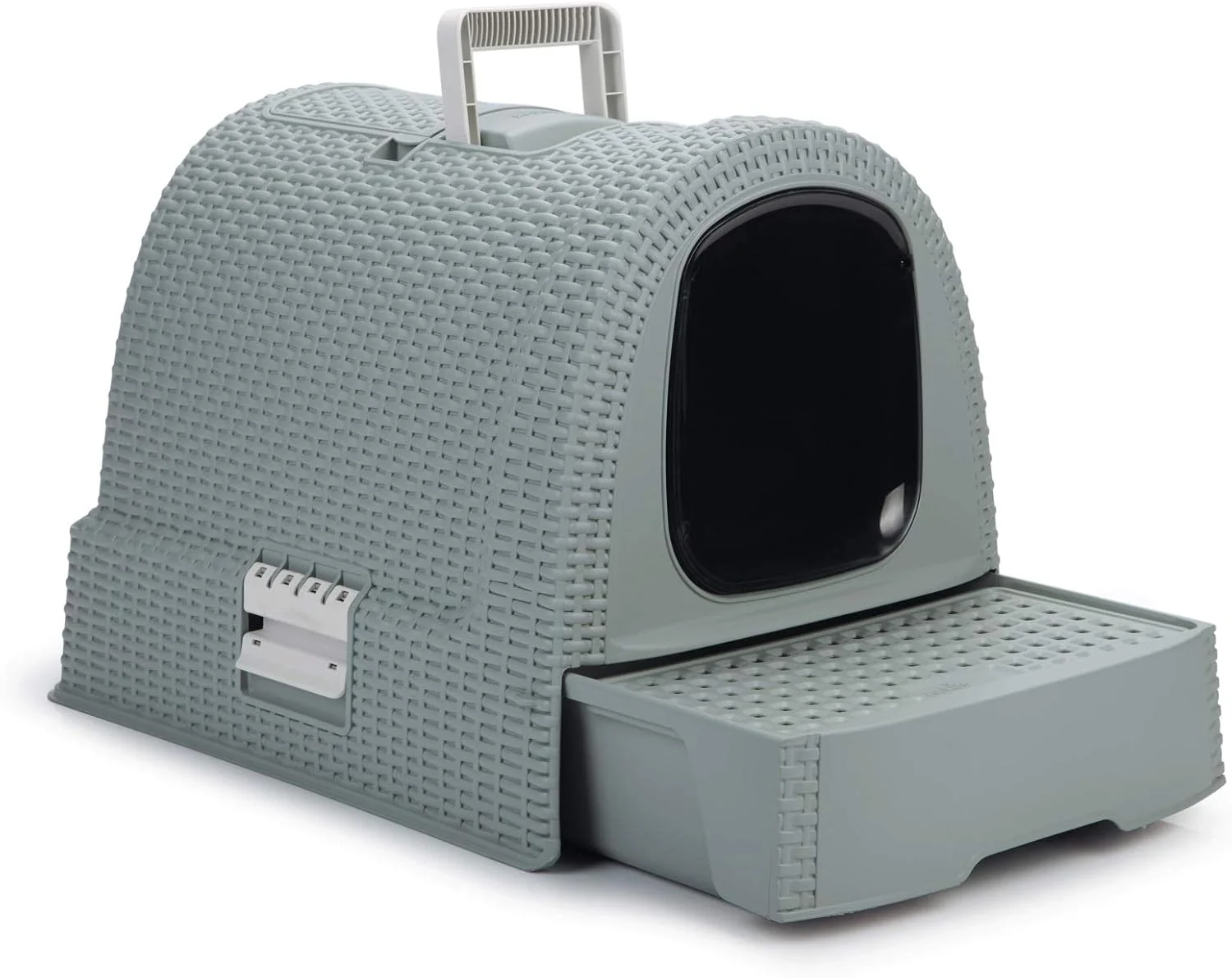 Curver Rattan Style Cat Litter Box - Grey - Image 9