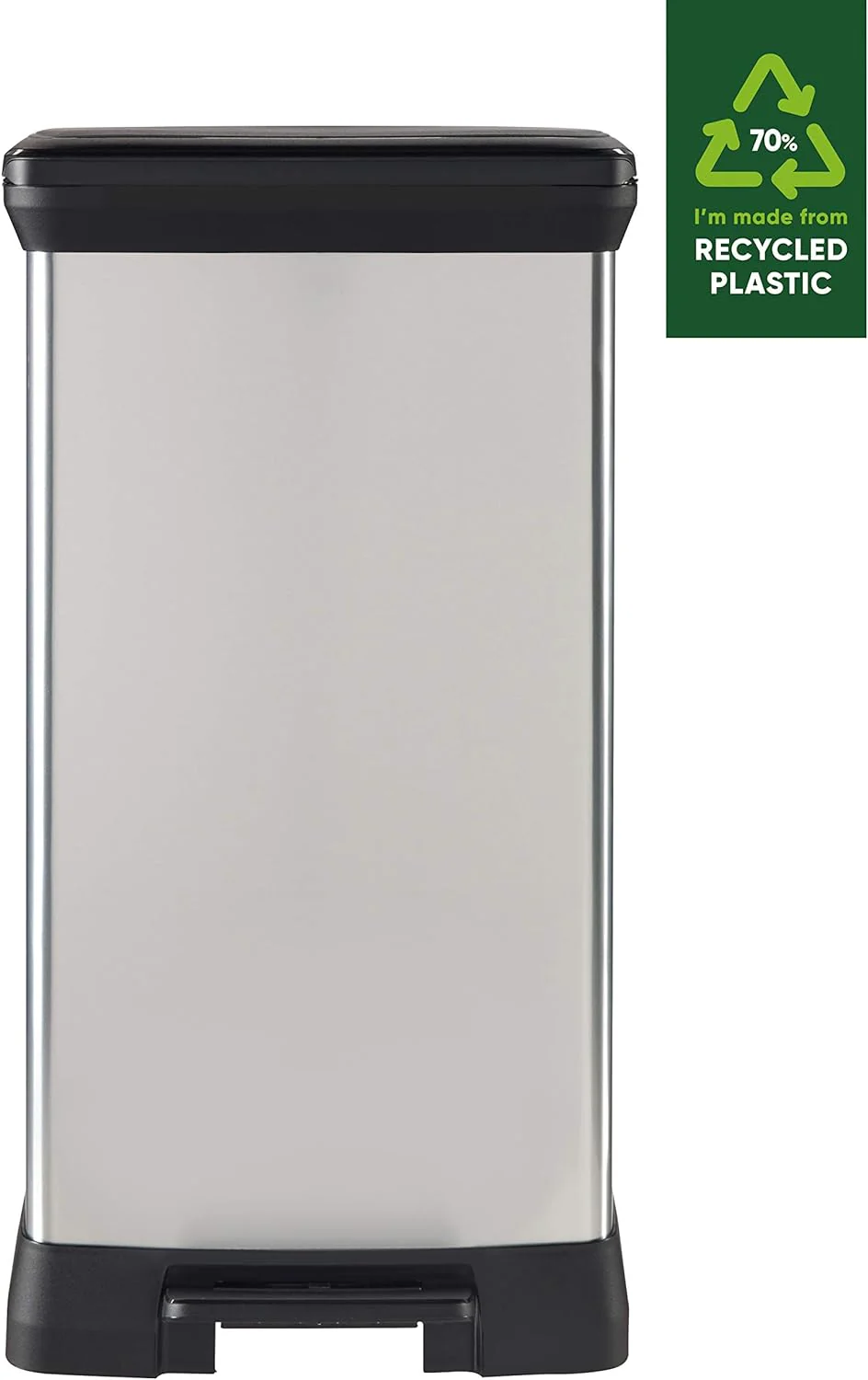 Curver Rectangular Pedal Bin – 50L – Steel Look - Image 10