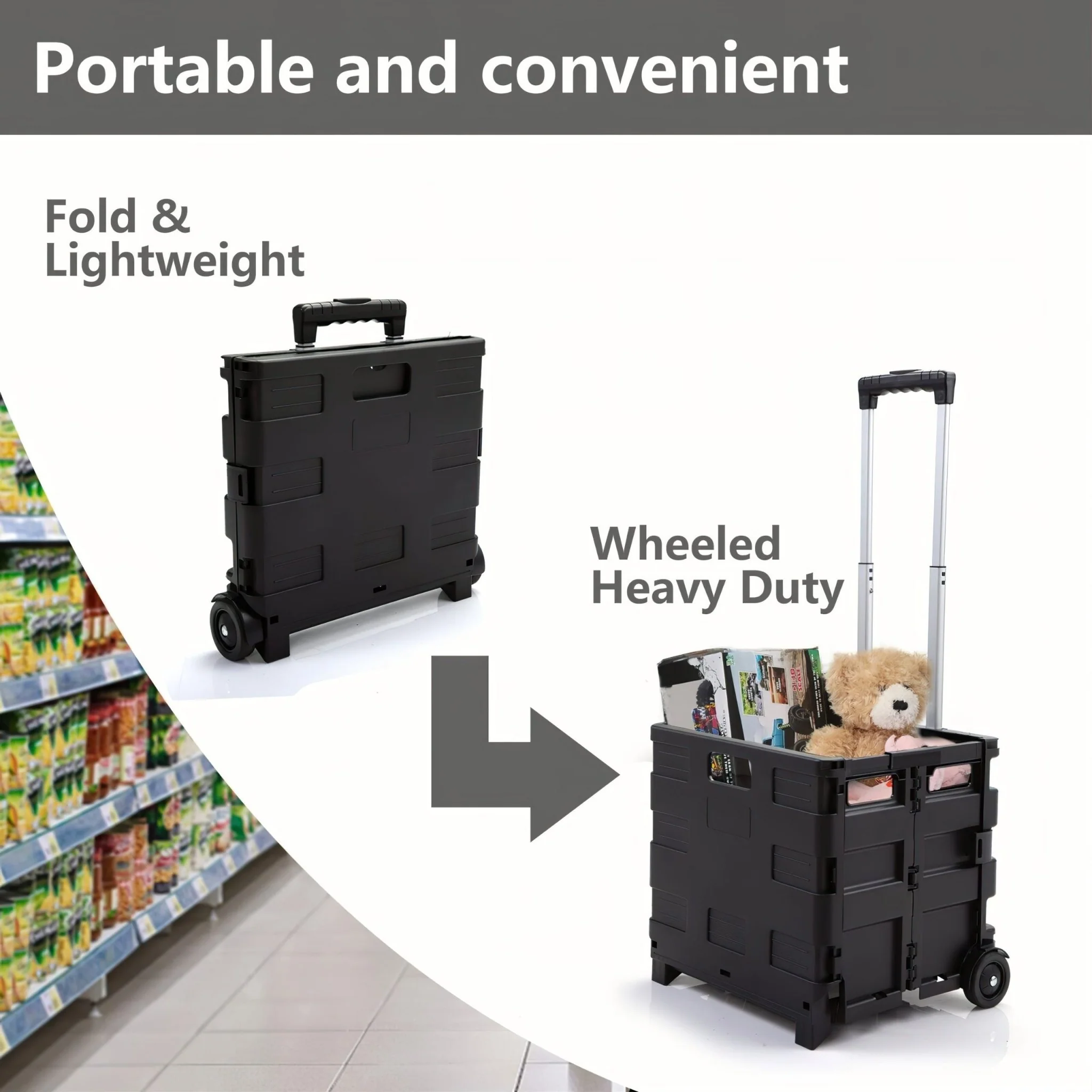 Foldable Shopping Cart Trolley - Large - Image 5