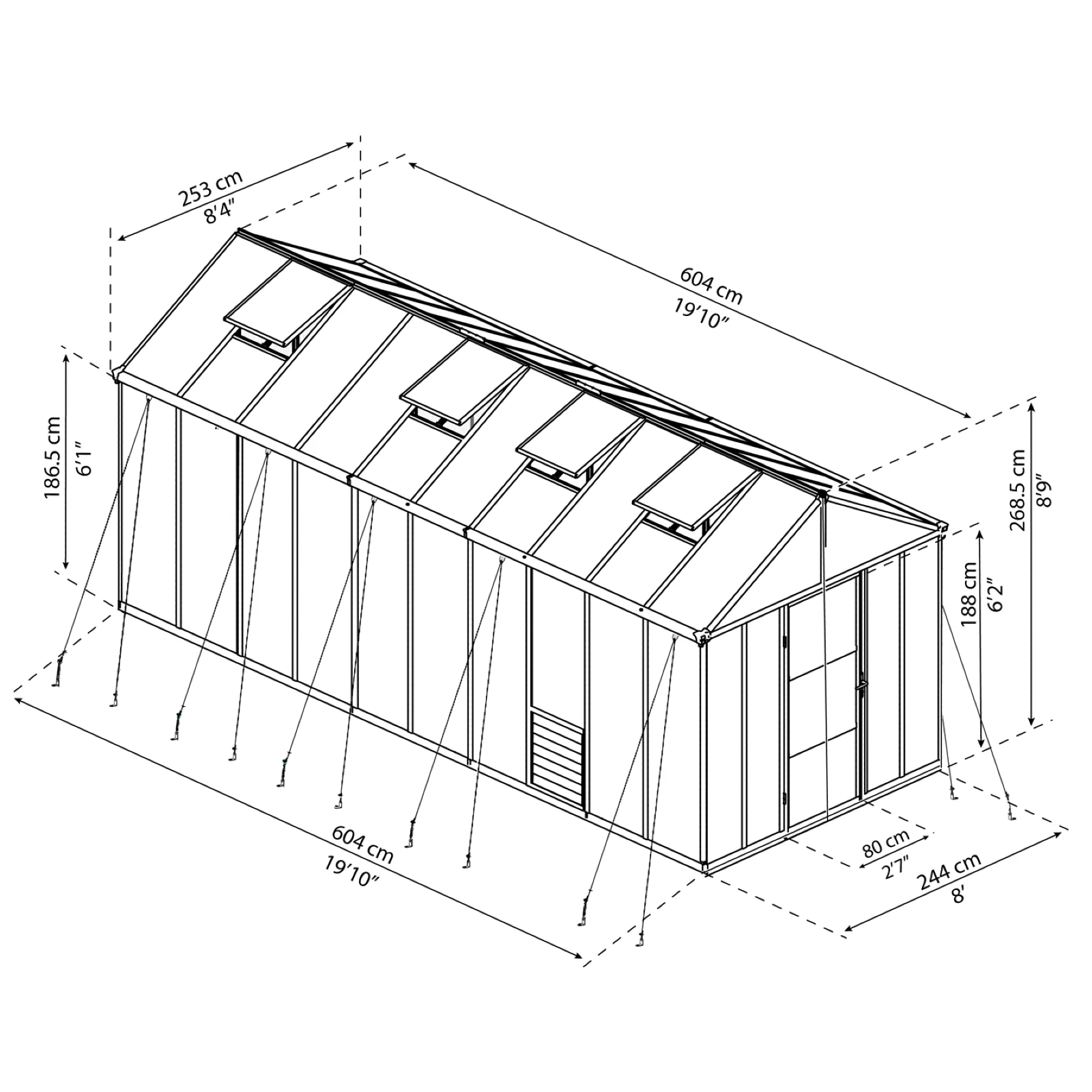 PRE ORDER: MAY. - GLORY 8' x 20' Premium Greenhouse - Grey Frame (2.5m x 6.1m) - Image 11