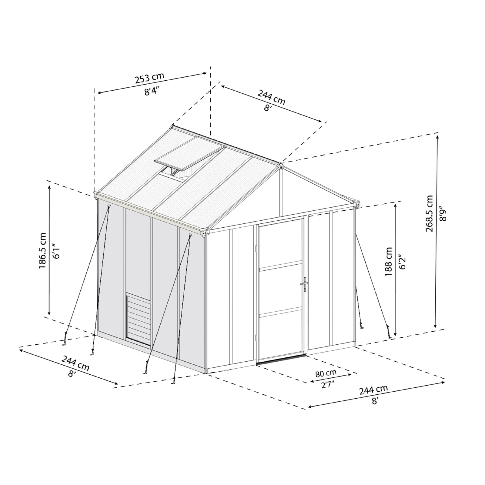 PRE ORDER: MAY. - GLORY 8' x 8' Premium Greenhouse - Grey Frame (2.5m x 2.5m) - Image 12