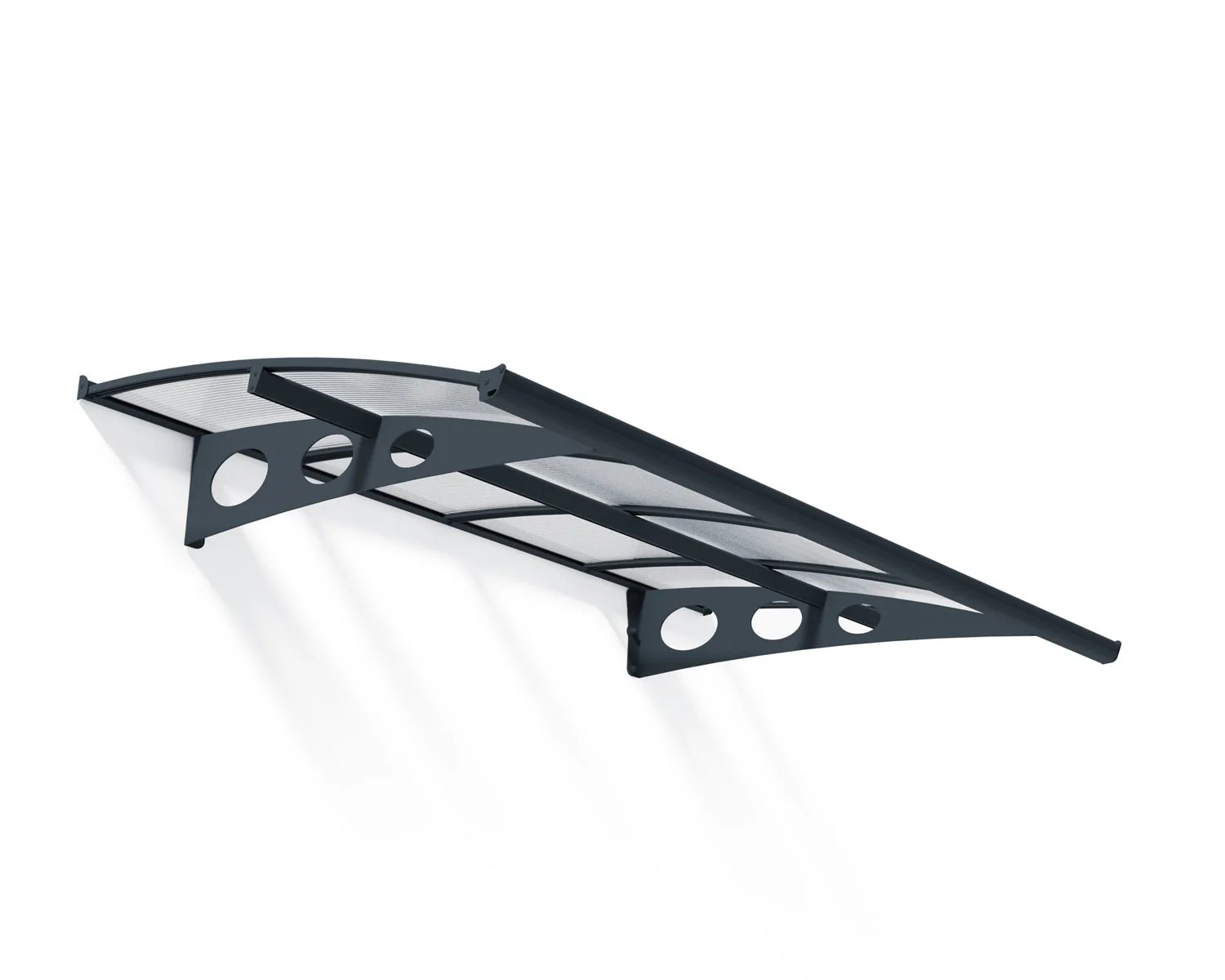 Herald Door Awning 2.2m x 1.4m - Grey Frame With Clear Panel
