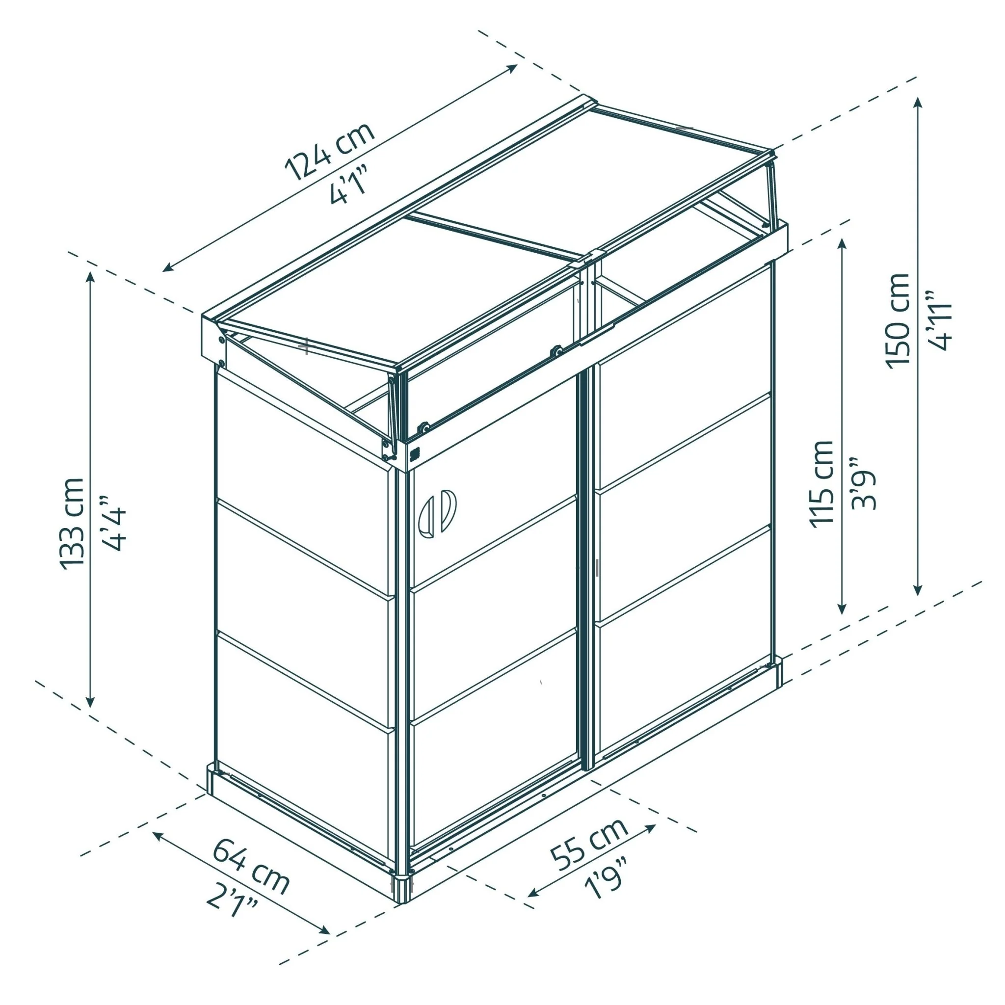 4' x 2' Ivy Mini Greenhouse - Black Frame - Image 7