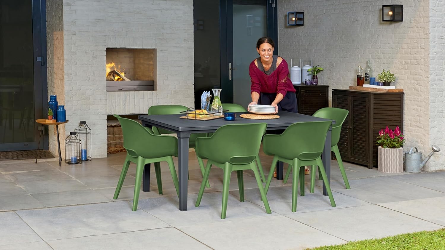 Keter Akola Dining Chair - Olive Green- 2 Pack - Image 8