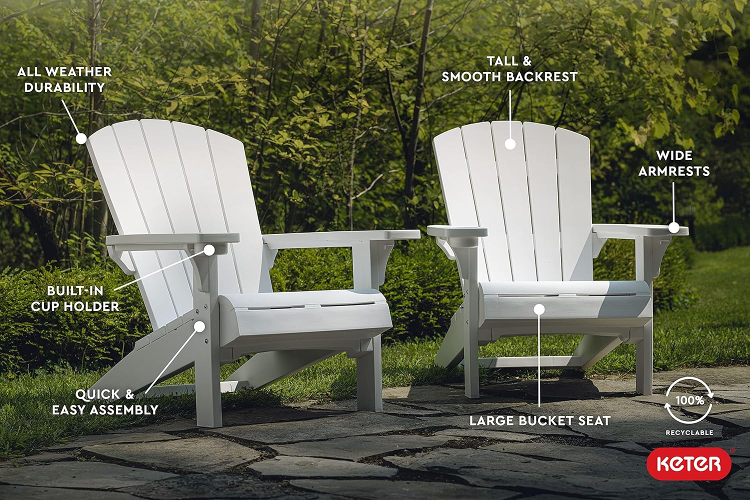 PRE ORDER: APR. - Keter Alpine Adirondack Chair - White - Image 4