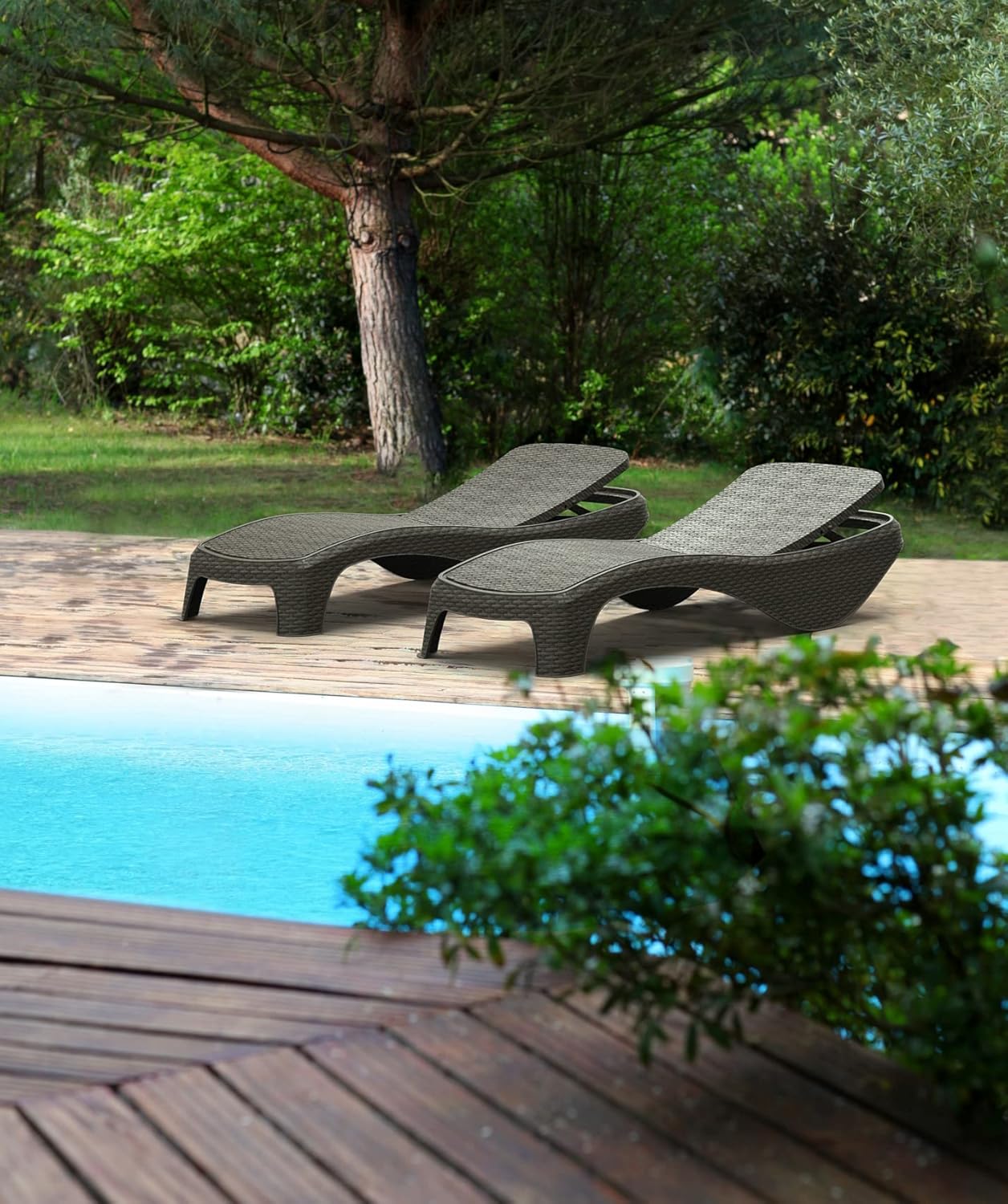 Keter Atlantic Sun Lounger - Graphite - 2 Pack - Image 5