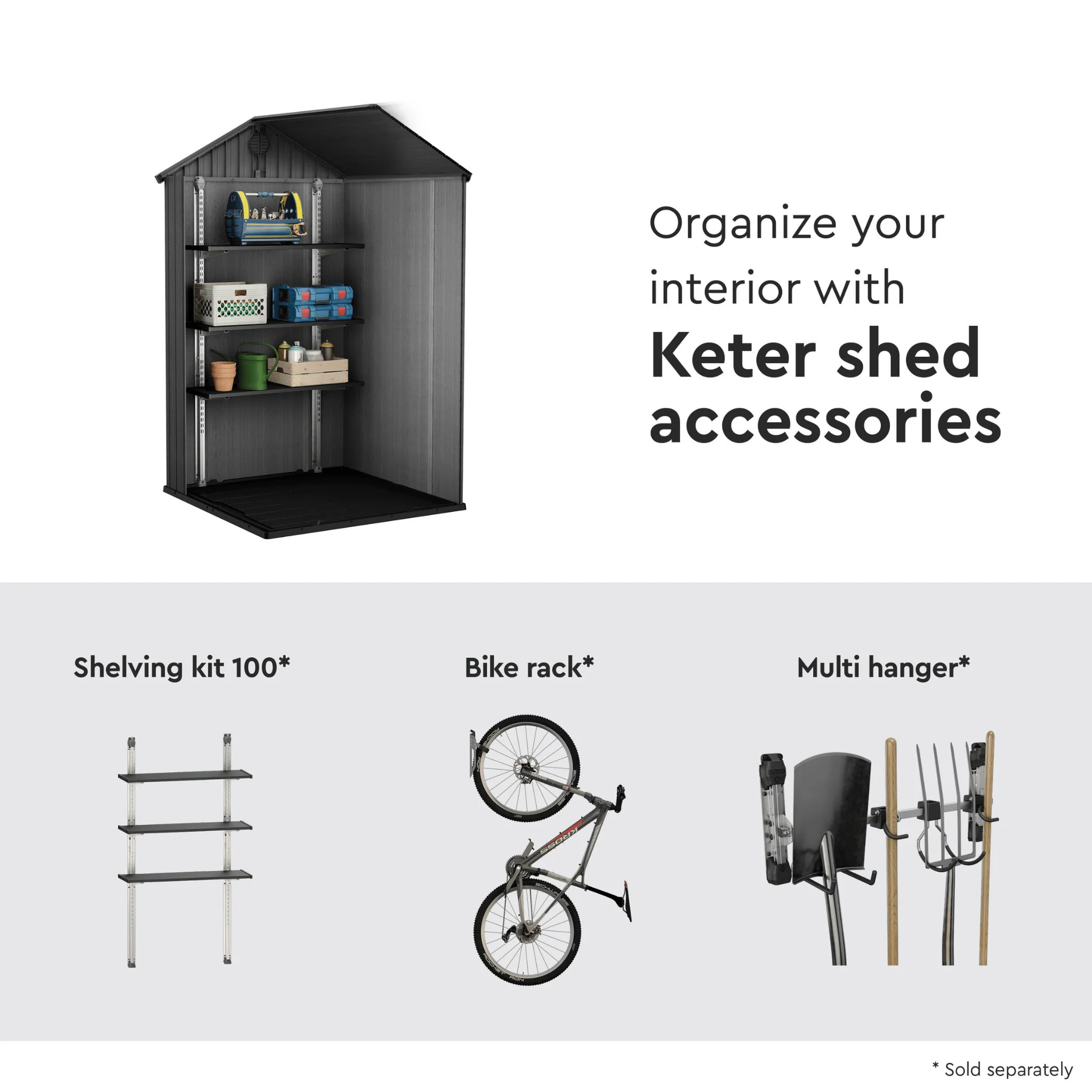 Keter Darwin 4x4 Garden Shed - Grey (1.2 x 1.2m) - Image 4