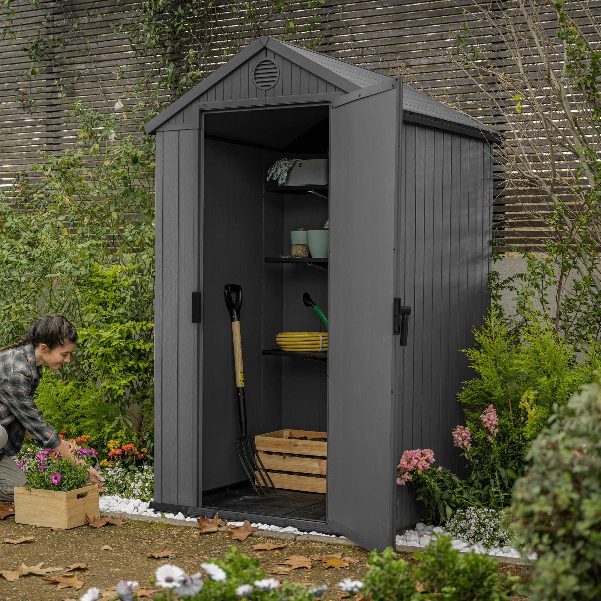 Keter Darwin 4x4 Garden Shed - Grey (1.2 x 1.2m) - Image 9