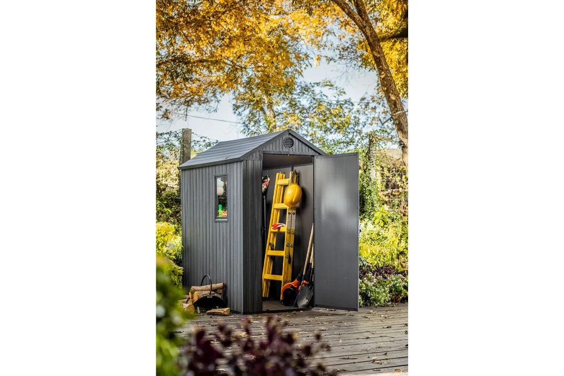PRE ORDER: MAY. - Keter Darwin 4x6 Garden Shed - Grey (1.3 x 1.9m) - Image 11