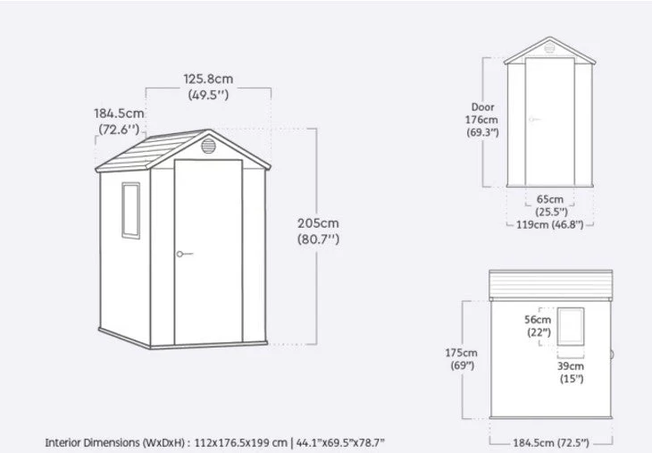 PRE ORDER: MAY. - Keter Darwin 4x6 Garden Shed - Grey (1.3 x 1.9m) - Image 2