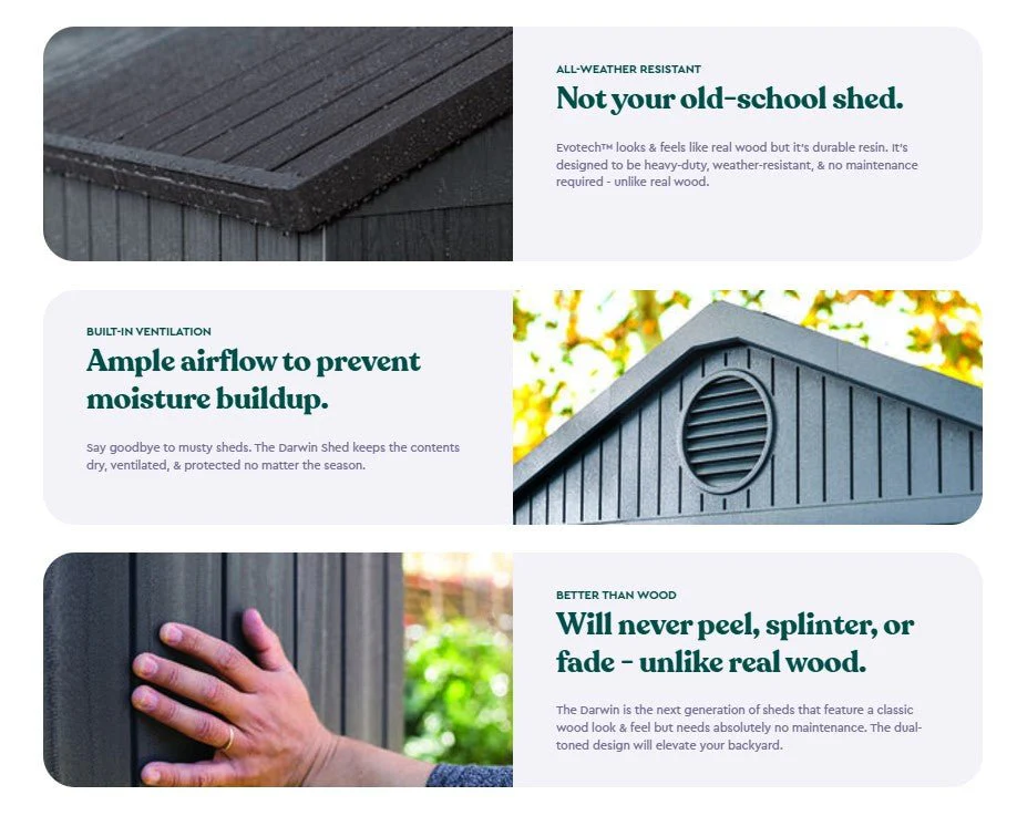PRE ORDER: MAY. - Keter Darwin 4x6 Garden Shed - Grey (1.3 x 1.9m) - Image 3