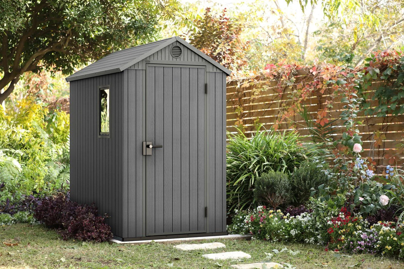 PRE ORDER: MAY. - Keter Darwin 4x6 Garden Shed - Grey (1.3 x 1.9m) - Image 8
