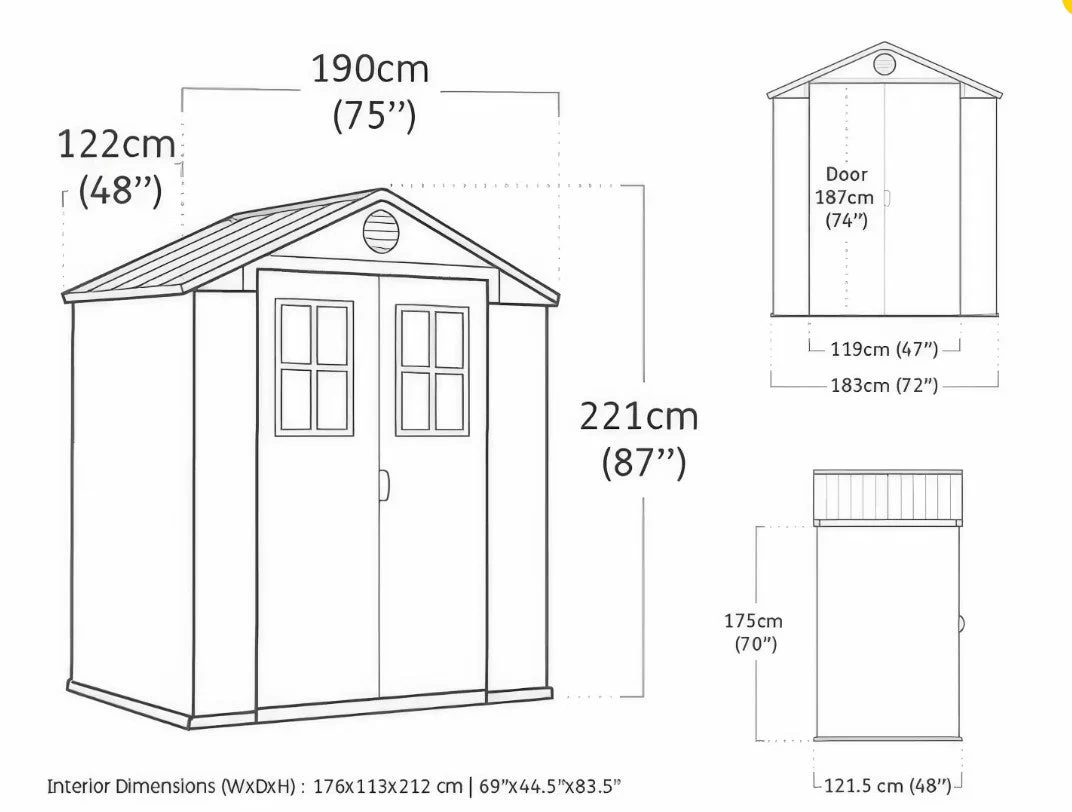 PRE ORDER: JUNE - Keter Darwin 6x4 Garden Shed - Grey (1.9 x 1.2m) - Image 3